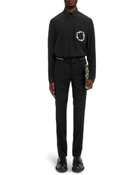 Givenchy Slim Fit Zip Embellished Wool Trousers