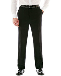 Stafford Stafford Executive Super 100 Wool Black Stripe Flat Front Suit Pants Classic