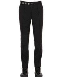 Versus Stretch Wool Pants With Logo Buttons