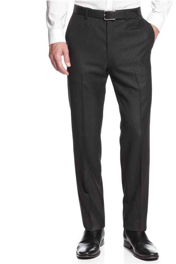 Calvin Klein X Charcoal Pindot Slim Fit Dress Pants, $95 | Macy's ...