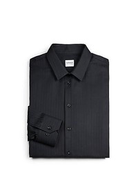 Armani Collezioni Tonal Stripe Dress Shirt Black