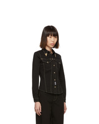 Versace Jeans Couture Black Denim Fitted Shirt