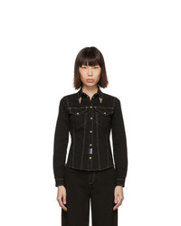 Versace Jeans Couture Black Denim Fitted Shirt