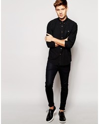 Asos Brand Oxford Shirt In Long Sleeve With Lightweight Nep