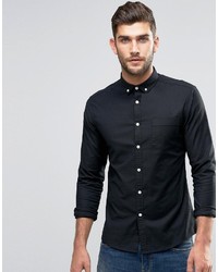 Asos Casual Skinny Oxford Shirt In Black