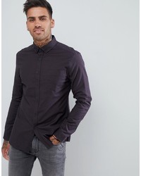 ASOS DESIGN Casual Slim Oxford Shirt In Black