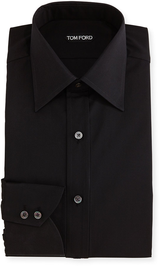 Tom Ford Classic Barrel Cuff Dress Shirt Black, $590 | Neiman Marcus ...