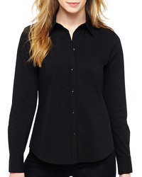 Liz Claiborne Long Sleeve Button Front Shirt Tall