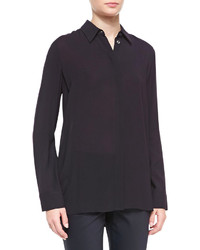 The Row Long Sleeve Collared Blouse Black