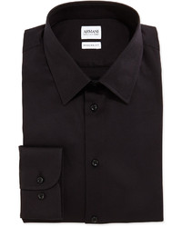 Armani Collezioni Modern Fit Stretch Poplin Dress Shirt Black