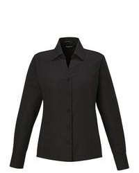 North End Black Wrinkle Free Oxford Dobby Button Down Shirt Blouse