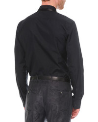 Alexander McQueen Poplin Shirt With Pieced Collar Black