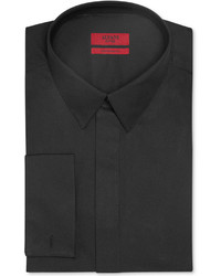 Alfani Red Fitted Black Biased Stripe Textured Solid French Cuff Performance Dress Shirt