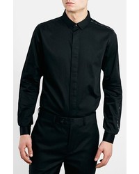 Topman Slim Fit Black Tuxedo Dress Shirt