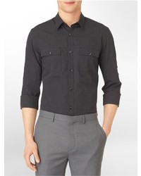 Calvin Klein Slim Fit Non Iron Oxford Roll Up Shirt