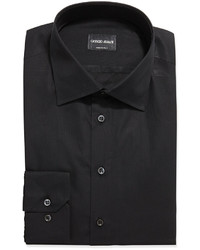 Giorgio Armani Solid Poplin Dress Shirt Black