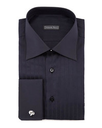 Stefano Ricci Textured Herringbone Dress Shirt Black