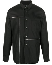 Black Comme Des Garçons Zipped Stripe Classic Collar Shirt