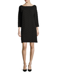 Joan Vass 34 Sleeve Textured Dot Dress Petite, $99 | Neiman Marcus |  Lookastic