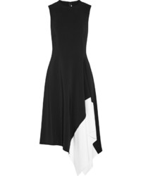 Rosetta Getty Asymmetric Two Tone Stretch Cady Dress Black