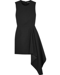 Alexander McQueen Asymmetric Wool Blend Mini Dress Black
