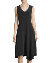 T Tahari Athena Sleeveless Asymmetric Dress Black