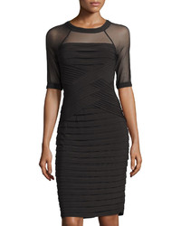 Adrianna Papell Banded 34 Sleeve Dress Black