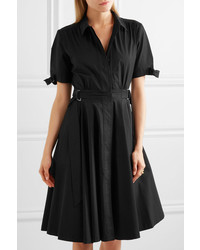 Bottega Veneta Belted Stretch Cotton Poplin Dress Black