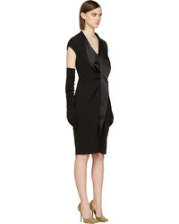 Givenchy Black Cap Sleeve Ruffled Cady Dress