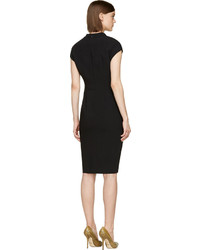 Givenchy Black Cap Sleeve Ruffled Cady Dress