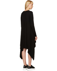 Alexander McQueen Black Cashmere Asymmetric Dress