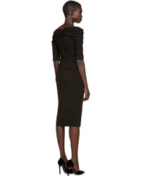 Dolce & Gabbana Black Ruched Crepe Dress