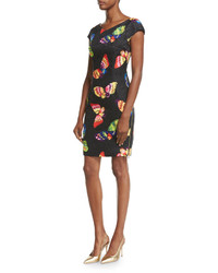 Moschino Boutique Cap Sleeve Butterfly Jacquard Dress