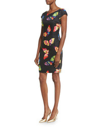 Moschino Boutique Cap Sleeve Butterfly Jacquard Dress