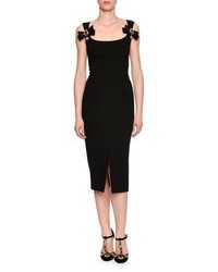 Dolce & Gabbana Bow Front Scoop Neck Cocktail Dress Black