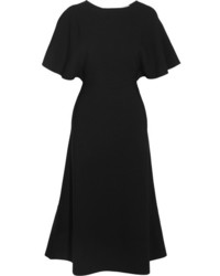 Valentino Cape Effect Crepe Dress Black