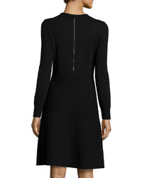Neiman Marcus Cashmere A Line Back Zip Dress Black