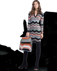 Missoni Collared Long Sleeve Space Dyed Zigzag Dress Black