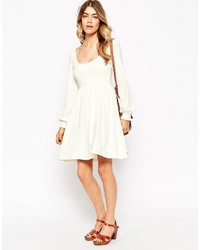 Asos Collection Babydoll Dress With Scoop Neck And Shirred Cuff