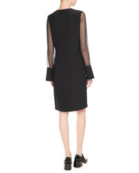 Givenchy Crepe Dress With Chiffon Sleeves Black