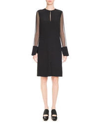 Givenchy Crepe Dress With Chiffon Sleeves Black