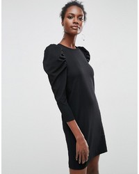 Asos Crepe Mini Dress With Puff Sleeves