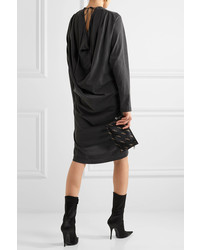 Balenciaga Draped Washed Cotton Jersey Dress Black