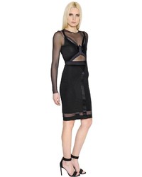 Alexandre Vauthier Fitted Jersey Sheer Tulle Dress