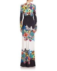 Roberto Cavalli Flower Power Long Sleeve Lycra Dress