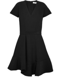 Carven Grosgrain Trimmed Crepe Mini Dress Black