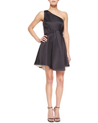 Halston Heritage Satin One Shoulder Dress Black