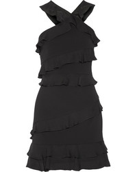 Cushnie et Ochs Isodora Ruffled Crepe Mini Dress Black