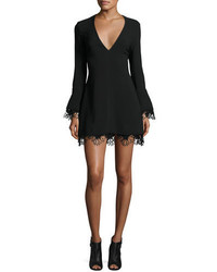 A.L.C. Jamie Lace Trim Ponte Mini Dress Black