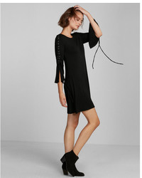 Express Lace Up Bell Sleeve Trapeze Dress